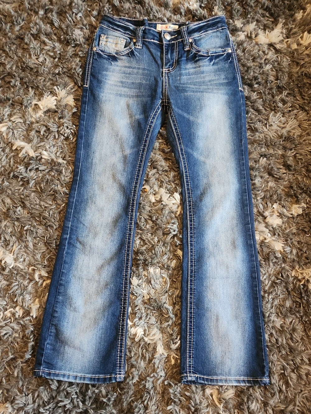 Love Nation Women's Blue Flare Jeans - Washed Denim
